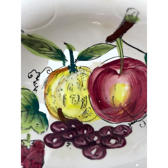 Two piece Italian Ceramic Serving Pieces Fruit Pie Server & Oval Bowl - Picture 2 of 4